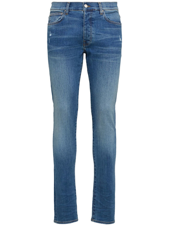 Amiri: 15cm Stack cotton denim jeans - Dark Indigo - men_0 | Luisa Via Roma