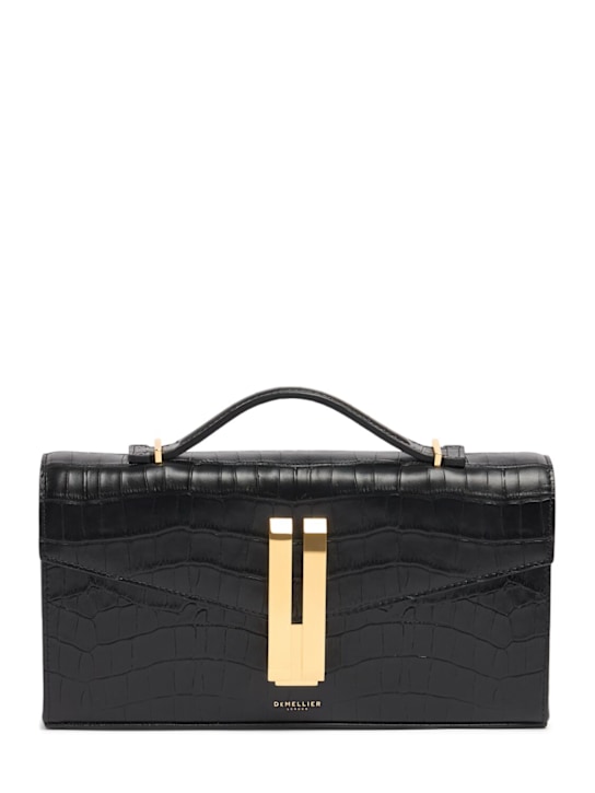DeMellier: Vancouver croc embossed leather clutch - Black - women_0 | Luisa Via Roma