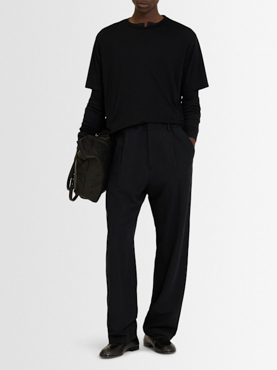 Auralee: Viyella light cotton & wool pants - Black - men_1 | Luisa Via Roma
