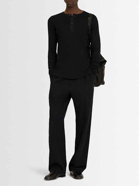 Auralee: Henly neck organic cotton rib t-shirt - men_1 | Luisa Via Roma