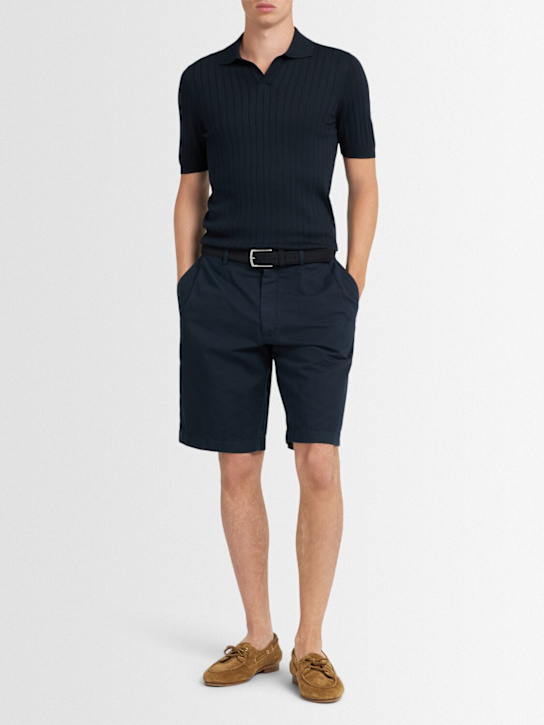 Zegna: 打褶棉&亚麻奇诺短裤 - men_1 | Luisa Via Roma