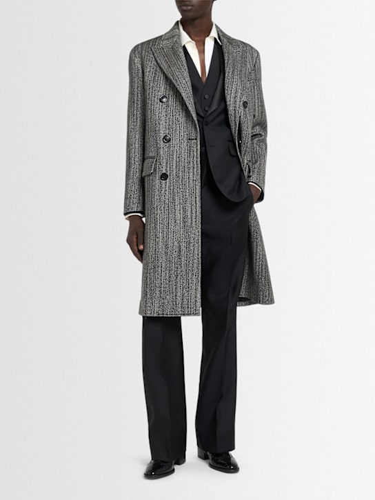 Dsquared2: Double breast herringbone coat - White/Black - men_1 | Luisa Via Roma