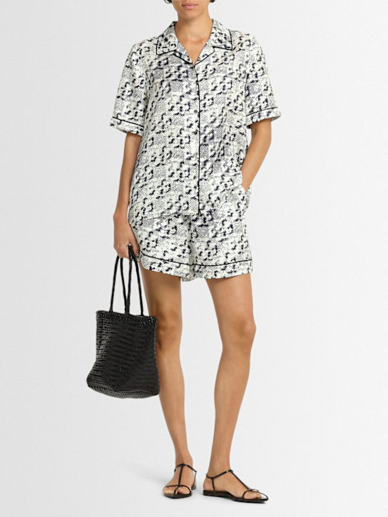 Tory Burch: Printed silk camp short sleeved shirt - women_1 | Luisa Via Roma