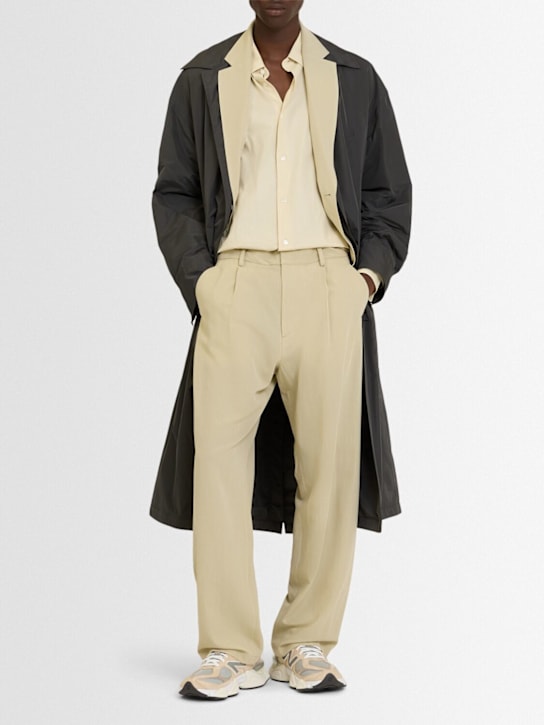 Auralee: Viyella light cotton & wool pants - Light Khaki - men_1 | Luisa Via Roma