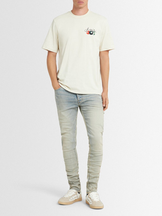 Amiri: 15cm Stack cotton denim jeans - Blue - men_1 | Luisa Via Roma