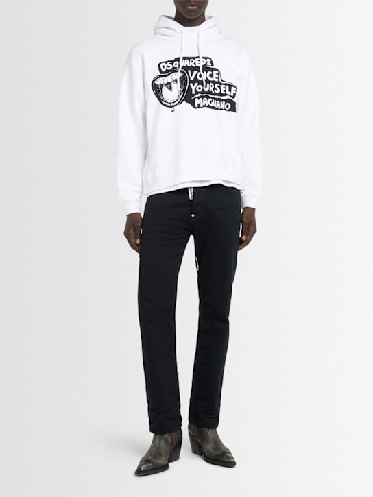 Dsquared2: Magliano relaxed fit cotton hoodie - White - men_1 | Luisa Via Roma