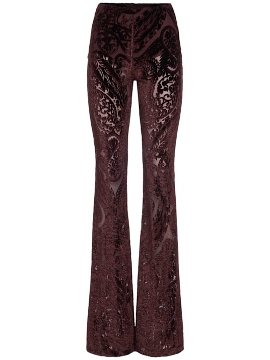 Etro: Skinny flared velvet & jersey pants - women_0 | Luisa Via Roma