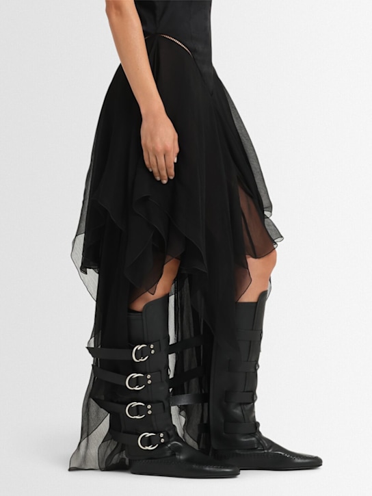 Ann Demeulemeester: 10mm Siver leather boots - women_1 | Luisa Via Roma