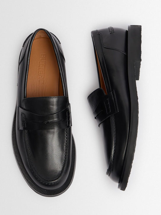 Buttero: Feniglia leather loafers - Black - men_1 | Luisa Via Roma