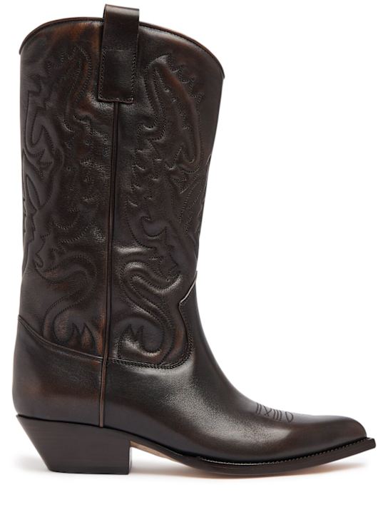 Buttero: Flee leather tall boots - Noce/T.Moro - women_0 | Luisa Via Roma