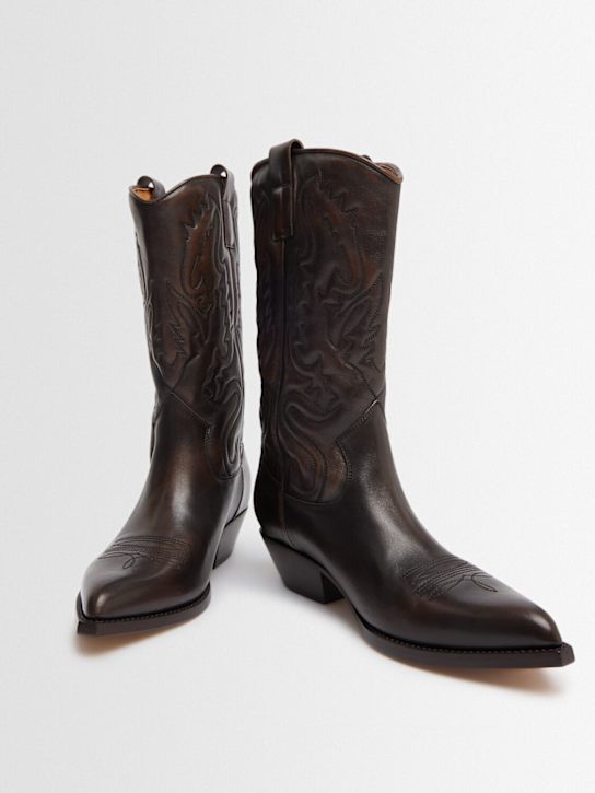Buttero: Flee leather tall boots - Noce/T.Moro - women_1 | Luisa Via Roma