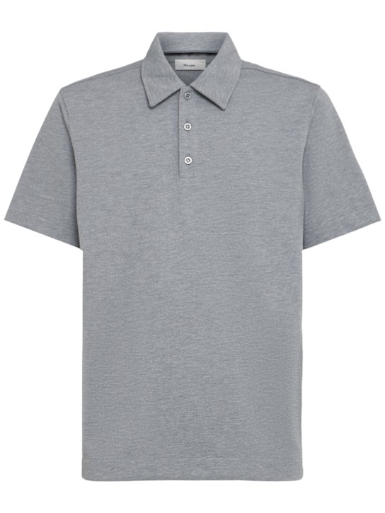 The Core: クラシックなコットンジャージー半袖ポロシャツ - グレー - men_0 | Luisa Via Roma