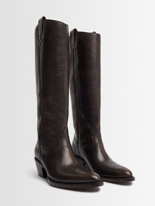 Buttero: Annie leather tall boots - Noce/T.Moro - women_1 | Luisa Via Roma