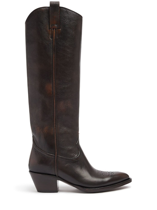 Buttero: Annie leather tall boots - Noce/T.Moro - women_0 | Luisa Via Roma