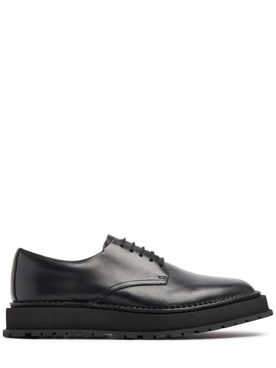 Buttero: Aedi leather lace-up derby shoes - Black - men_0 | Luisa Via Roma