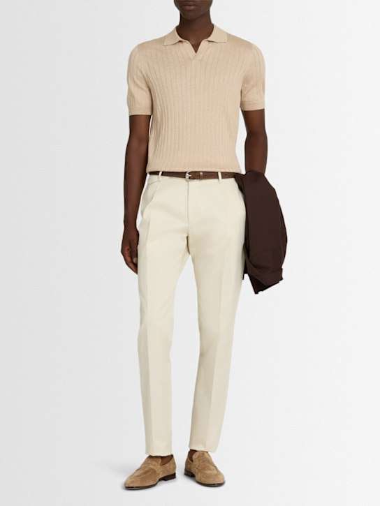 Tagliatore: Posh ribbed silk & cotton polo - men_1 | Luisa Via Roma