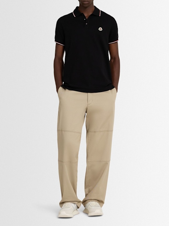 Moncler: Tricolour-trimmed cotton piquet polo - men_1 | Luisa Via Roma