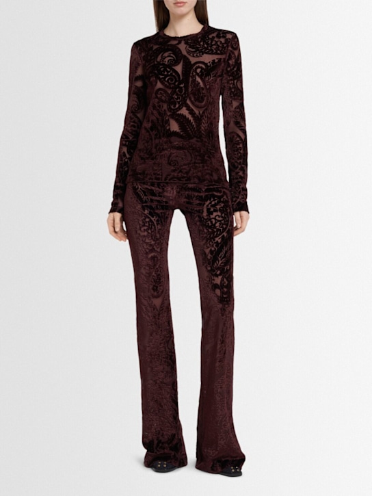 Etro: Top de terciopelo y jersey con manga larga - women_1 | Luisa Via Roma