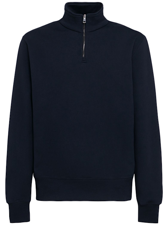 The Core: Sweat-shirt en coton à demi-zip - Bleu - men_0 | Luisa Via Roma