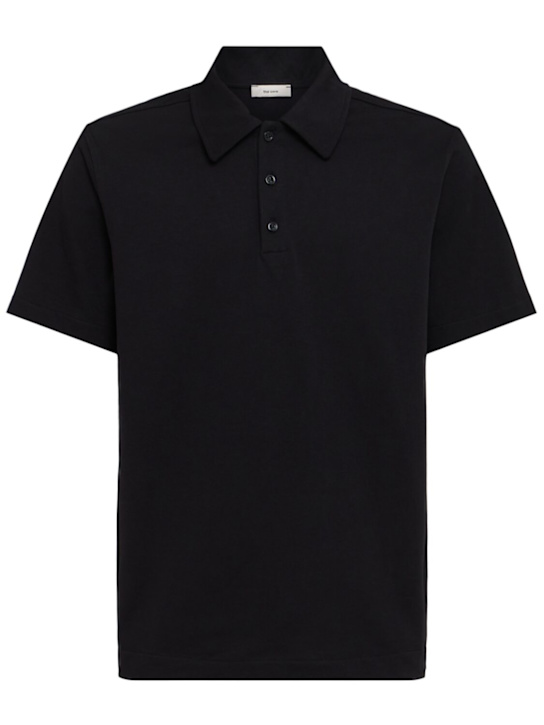 The Core: Classic short-sleeve cotton jersey polo - Black - men_0 | Luisa Via Roma
