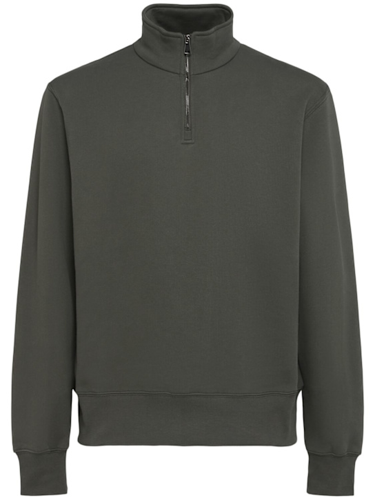 The Core: Half-zip cotton sweatshirt - Military Green - men_0 | Luisa Via Roma