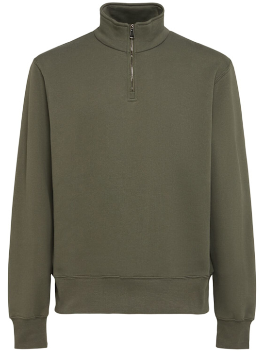 The Core: Half-zip cotton sweatshirt - Military Green - men_0 | Luisa Via Roma