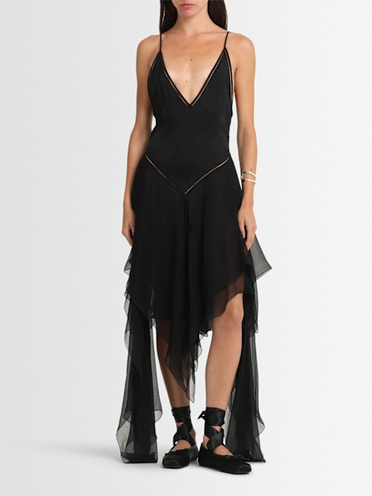 Ann Demeulemeester: Multilayer silk blend midi dress - women_1 | Luisa Via Roma
