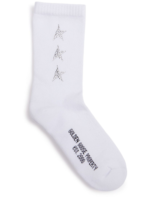 Golden Goose: Side stars cotton blend socks - White - women_0 | Luisa Via Roma