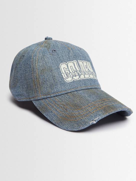 Golden Goose: Journey cotton blend denim baseball cap - men_1 | Luisa Via Roma