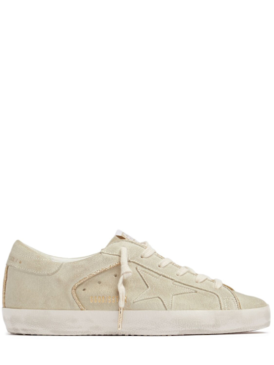 Golden Goose: Sneakers en daim Super Star - Eggnog - women_0 | Luisa Via Roma