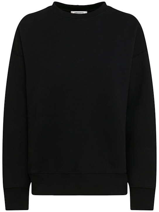 Annagreta: Elizabeth crewneck cotton sweatshirt - Black - women_0 | Luisa Via Roma