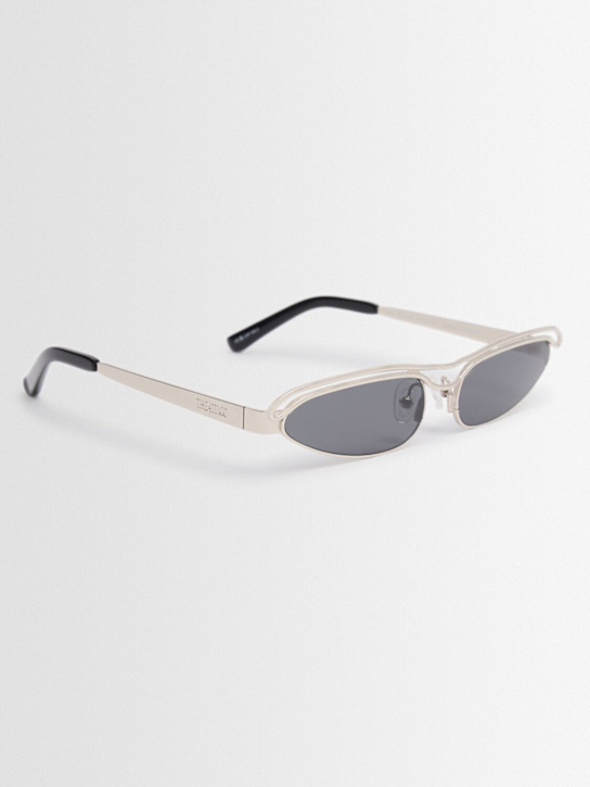 The Attico: Metal sunglasses - Silver/ Black - women_1 | Luisa Via Roma