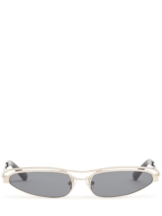 The Attico: Metal sunglasses - Silver/ Black - women_0 | Luisa Via Roma