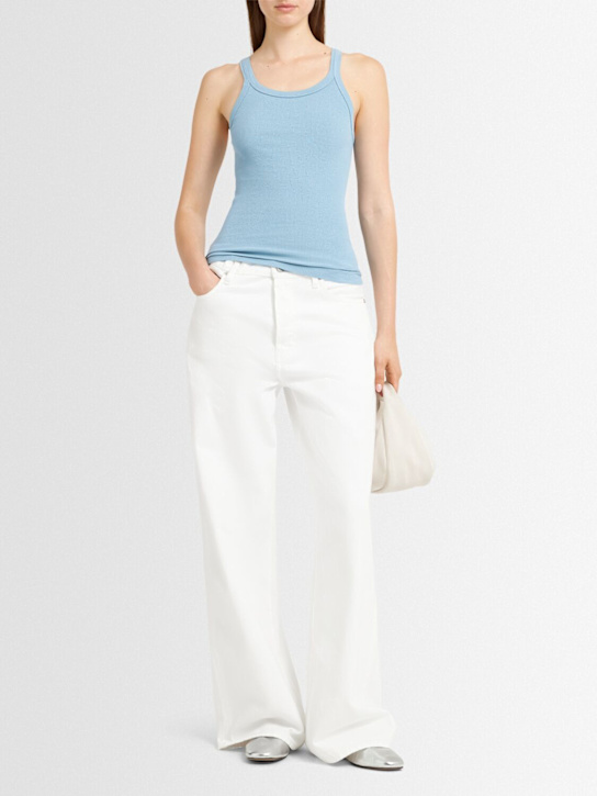 RE/DONE: Ribbed cotton tank top - Blue - women_1 | Luisa Via Roma
