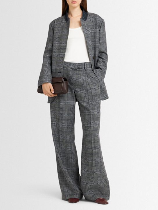 Brunello Cucinelli: Wool Prince of Wales pants - Grey/Blue - women_1 | Luisa Via Roma