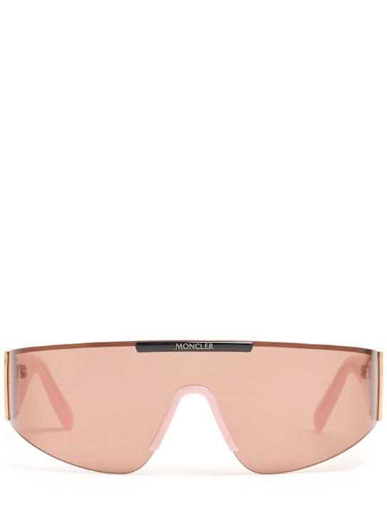 Moncler: Ombrate mask metal sunglasses - Pink/Brown - men_0 | Luisa Via Roma
