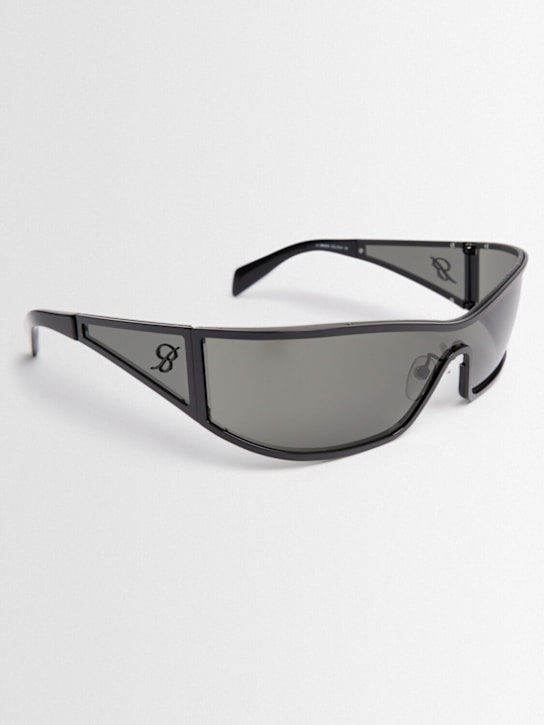 Blumarine: Occhiali da sole a maschera Slim in acetato - Nero/Grigio - women_1 | Luisa Via Roma
