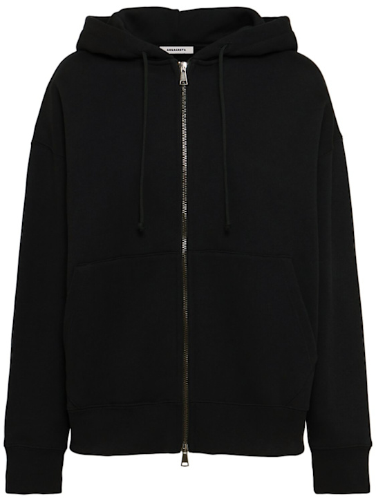 Annagreta: Grace full-zip cotton sweatshirt hoodie - Black - women_0 | Luisa Via Roma