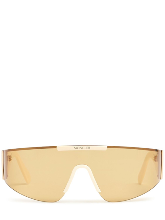 Moncler: Ombrate mask metal sunglasses - Ivory/Brown - men_0 | Luisa Via Roma