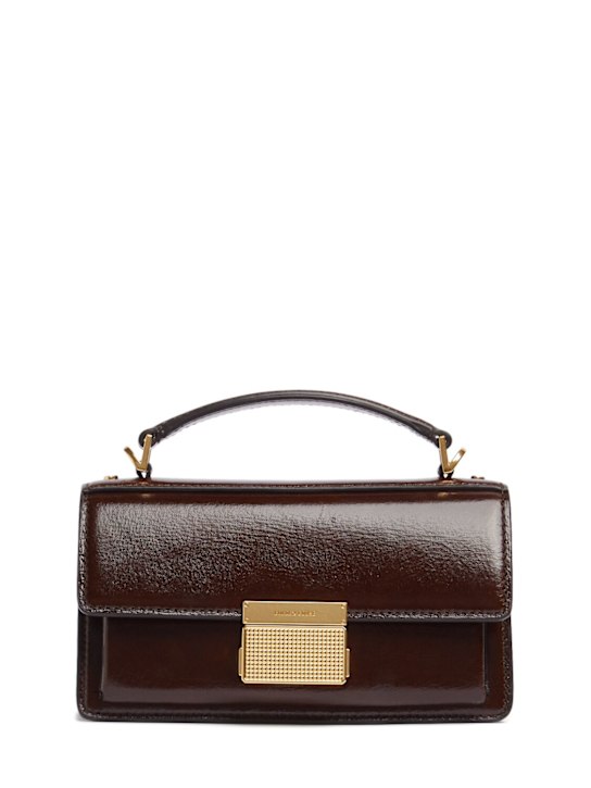 Golden Goose: Venezia small shiny leather bag - Dark Brown - women_0 | Luisa Via Roma