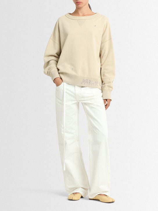 Maison Margiela: Cotton crewneck sweatshirt - women_1 | Luisa Via Roma