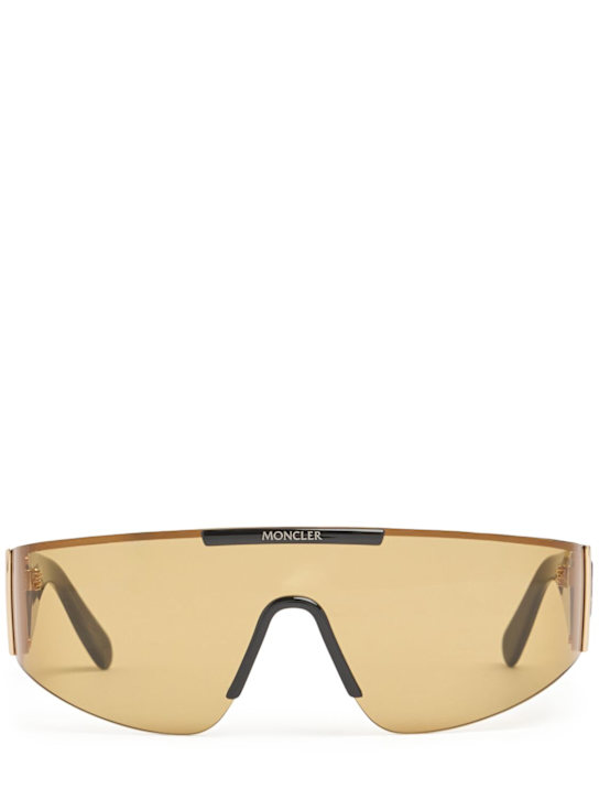 Moncler: Ombrate mask metal sunglasses - Black/Brown - men_0 | Luisa Via Roma
