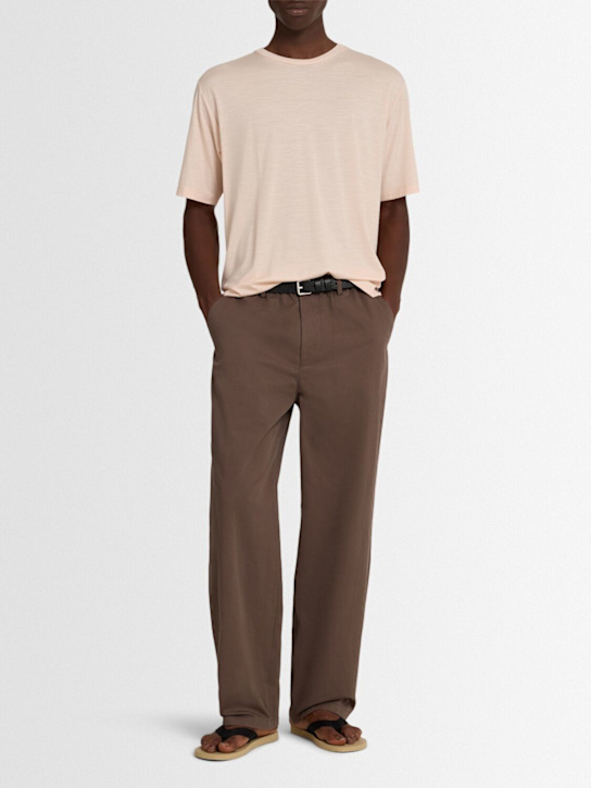 Auralee: 超柔软羊毛平纹针织T恤 - 浅粉色 - men_1 | Luisa Via Roma