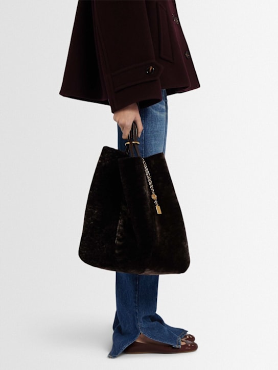Chloé: Large Spin faux fur tote bag - Kohl Brown - women_1 | Luisa Via Roma
