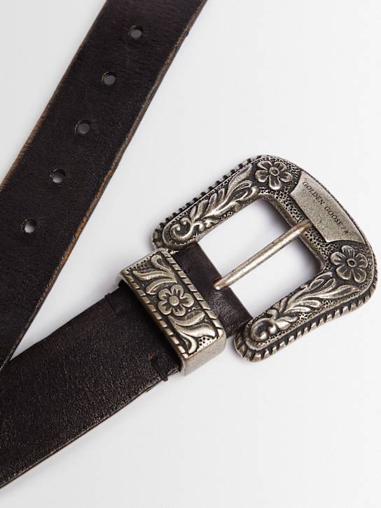 Golden Goose: Lace washed leather belt - Black - women_1 | Luisa Via Roma