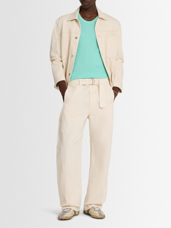 Auralee: Organic cotton soft rib tank top - Aqua - men_1 | Luisa Via Roma