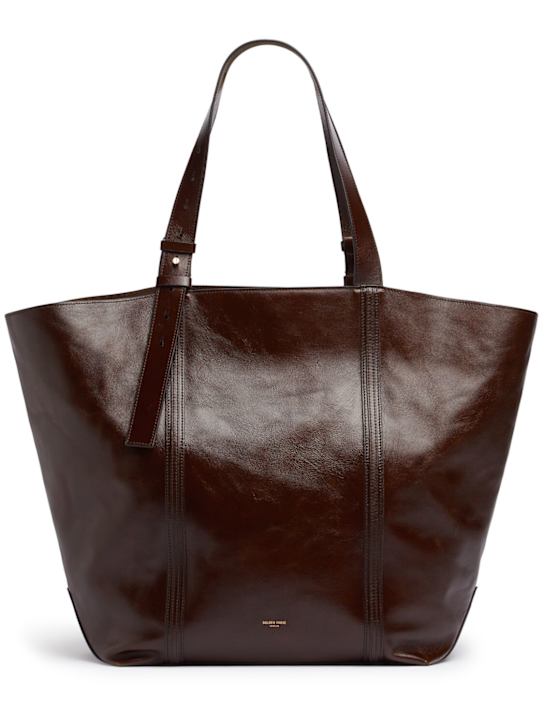 Golden Goose: Shopping 24.7 shiny leather tote bag - Dark Brown - women_0 | Luisa Via Roma