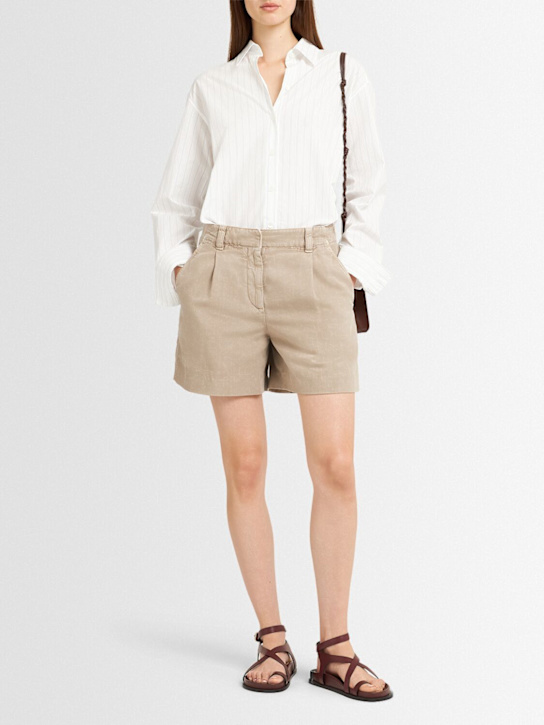 Brunello Cucinelli: Cotton blend Bermuda shorts - Brown - women_1 | Luisa Via Roma