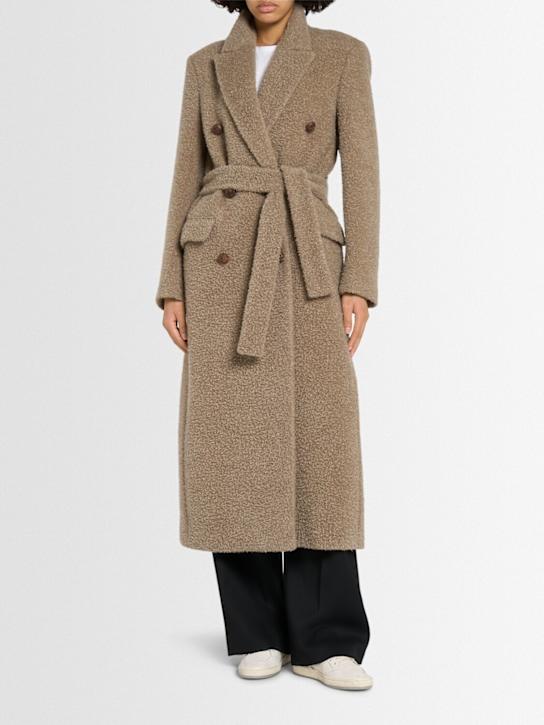 Golden Goose: Journey double breast wool blend coat - Beige/Brown - women_1 | Luisa Via Roma