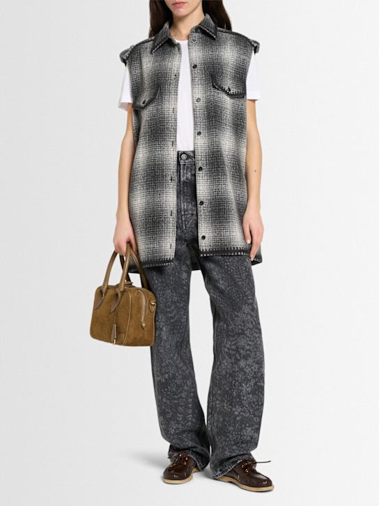 Golden Goose: Journey sleeveless wool blend shirt - Grey/White - women_1 | Luisa Via Roma